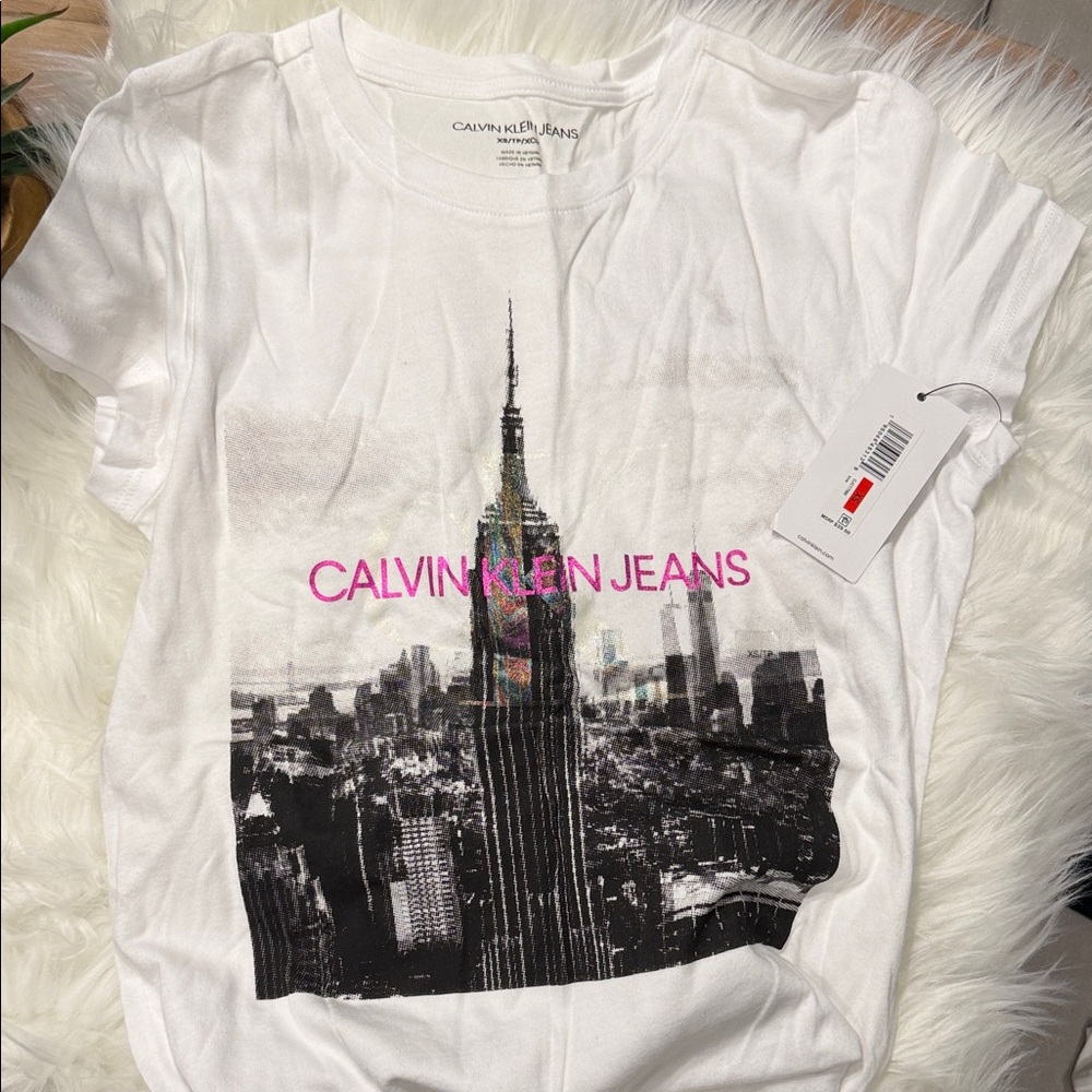 Calvin Klein Jeans White Cityscape Tee 2 x 10